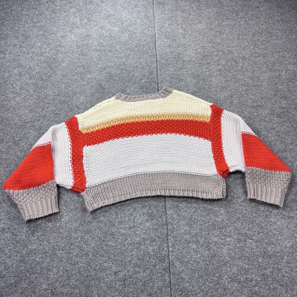 NWT ALTAR'D STATE Women's Small Rust Multi Stripe Knit Cute Cropped Sweater - Picture 7 of 7